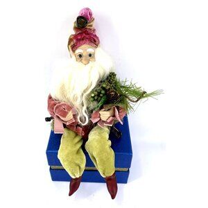 Katherines Collection Santa Elf Old World Shelf Sitter Green Pink 10" Vintage